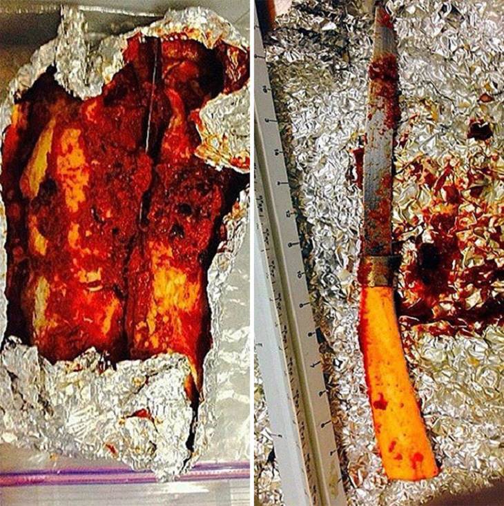 Crazy, odd, weird and strange items confiscated by Customs and TSA agents at airports during security checks, knife in an enchilada