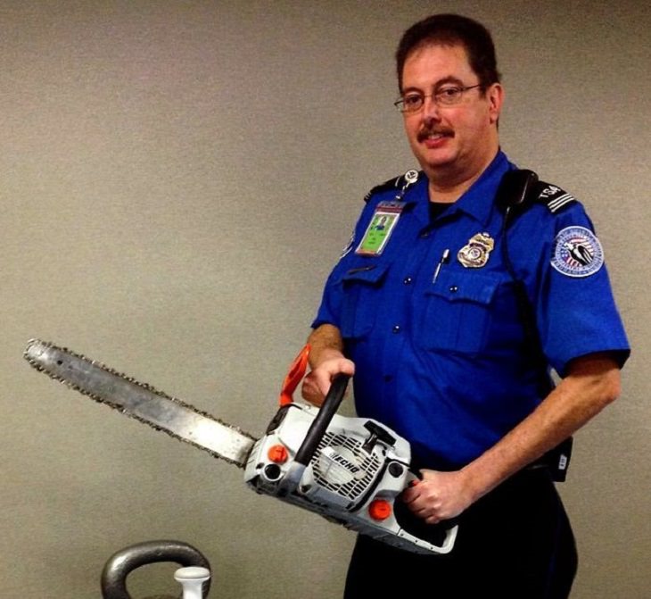 Crazy, odd, weird and strange items confiscated by Customs and TSA agents at airports during security checks, chainsaw