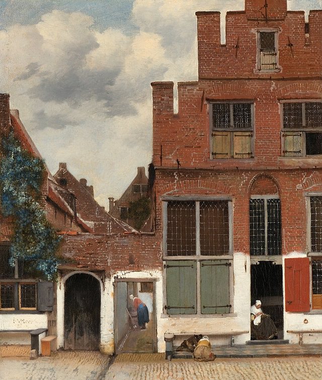 Beautiful lesser known paintings by golden age Dutch artist Johannes Vermeer, The Little Street, now in the Rijksmuseum, Amsterdam