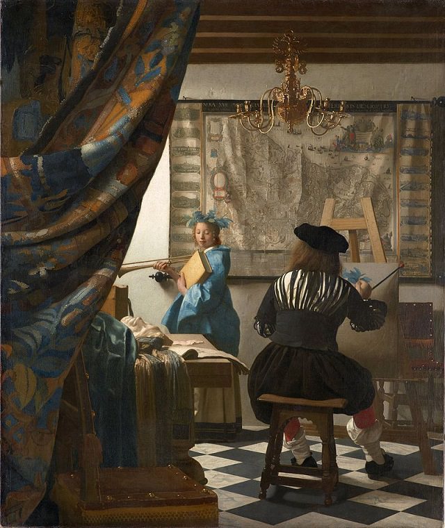 Beautiful lesser known paintings by golden age Dutch artist Johannes Vermeer, The Allegory of Painting, now in the Kunsthistorisches Museum, Vienna