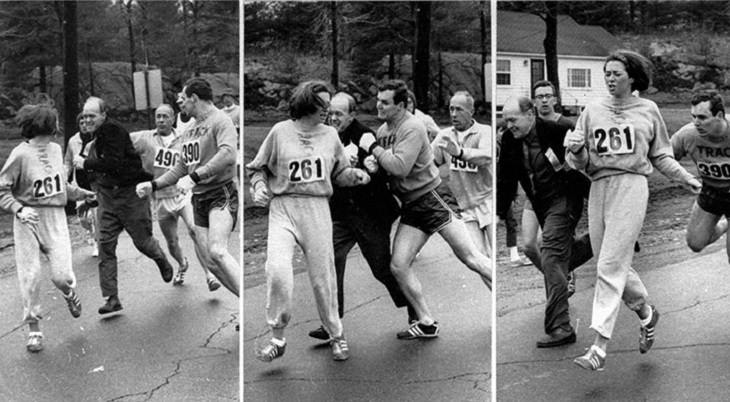Strong and empowering women and their incredible trail blazing achievements,Kathrine Switzer (1947 - present), in 1967 became the first female numbered entrant runner in the Boston Marathon, nearly tackled by the Race Manager during the marathon, who was insistent that no women can participate in the race