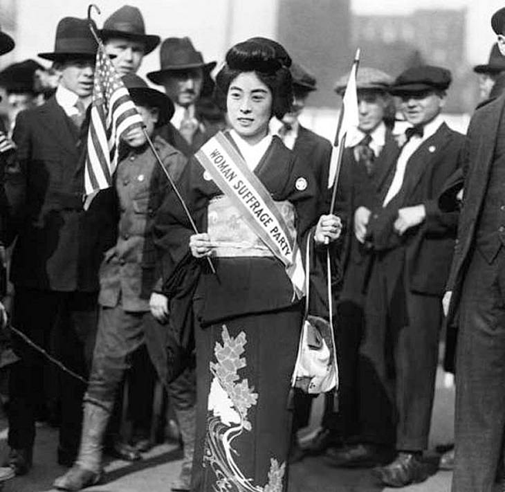 Strong and empowering women and their incredible trail blazing achievements,Komako Kimura (1887 - 1980), a dedicated Japanese Suffragist whose many literary works advanced the women’s suffrage movement, marching in New York in 1917