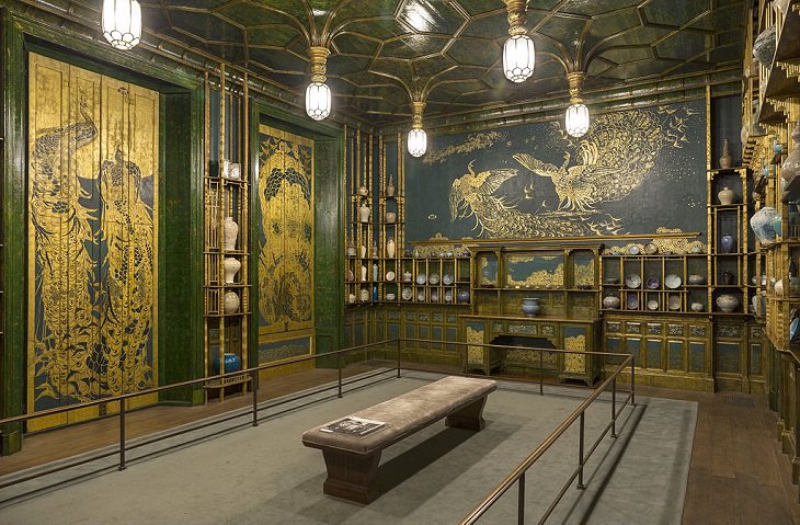 buildings, monuments, memorials and gardens from the National Mall and Memorial Parks in Washington DC, Harmony in Blue and Gold: The Peacock Room, a decorative masterpiece by James McNeil Whistler, one of the most famous exhibits in the Freer Gallery of Art