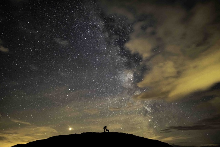 Photographs awarded Winner, Runner Up and Highly Commended in the Insight Investment Astronomy Photographer of the Year Competition 2019 organized by the Royal Observatory Greenwich, Winner, Category People and Space, Ben, Floyd & the Core, by Ben Bush