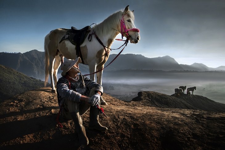 Winners from different categories of the 2019 Fine Arts Photography Awards, Category Travel, Professional Winners, 3rd Place, Bronze Award, The People in Mount Bromo (Series)