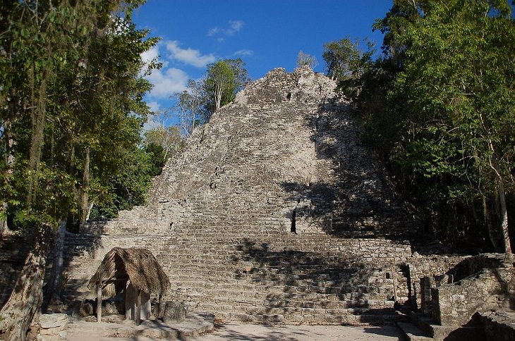 Photographs from Cancun, Mexico near the Caribbean Sea, filled with beaches and historic Mayan Civilization archaeological sites, Pyramid Structure known as La Iglesia