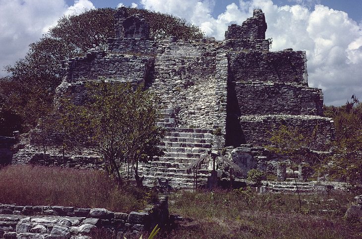 Photographs from Cancun, Mexico near the Caribbean Sea, filled with beaches and historic Mayan Civilization archaeological sites, Castle (El Castillo), in the El Meca Archaeological site (Zona Arquológica El Meco)