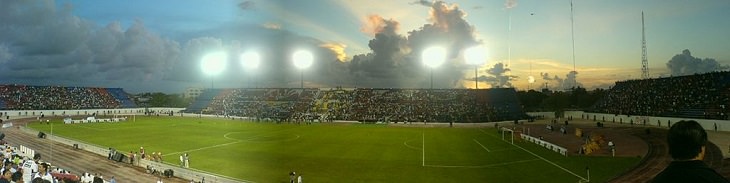 Photographs from Cancun, Mexico near the Caribbean Sea, filled with beaches and historic Mayan Civilization archaeological sites, Andrés Quintana Roo Stadium for soccer