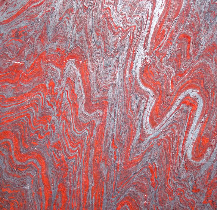 Normal or ordinary sedimentary, igneous and metamorphic rocks with beautiful patterns and colors, Jaspillite, a chemical rock also known as Jasper taconite, used as a gemstone