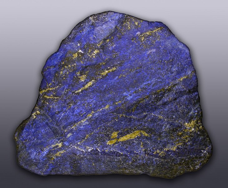 Normal or ordinary sedimentary, igneous and metamorphic rocks with beautiful patterns and colors, Lapis lazuli, a metamorphic rock considered a semi-precious stone because of its color
