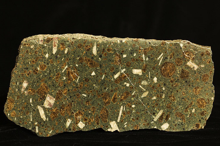 Normal or ordinary sedimentary, igneous and metamorphic rocks with beautiful patterns and colors, Blairmorite, a rare porphyritic volcanic igneous rock found in Blairmore, Alberta, Canada