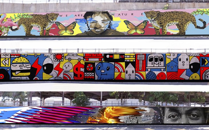 The best and most beautiful street art murals in all states across the United States of America, that send messages of culture, history and community, New Jersey, Newark, Gateways to Newark, by various artists