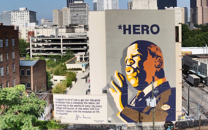 The best and most beautiful street art murals in all states across the United States of America, that send messages of culture, history and community, Georgia, Atlanta, John Lewis, by The Loss Prevention