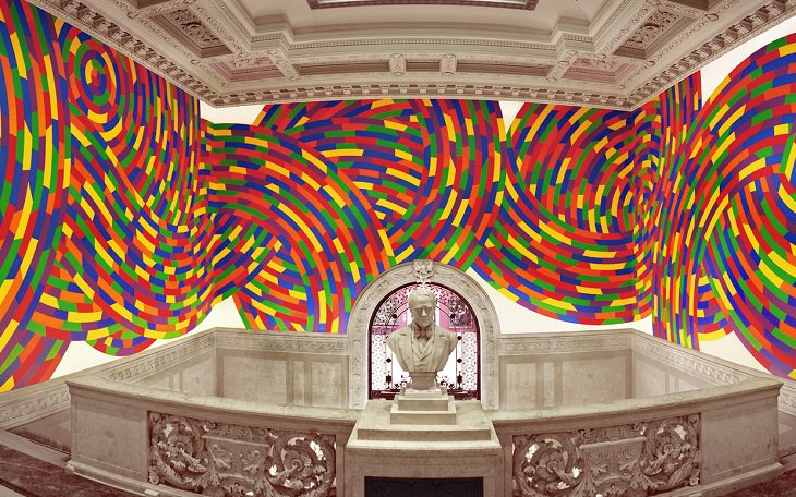 The best and most beautiful street art murals in all states across the United States of America, that send messages of culture, history and community, Connecticut, Hartford, Whirls and Twirls, by Sol LeWitt