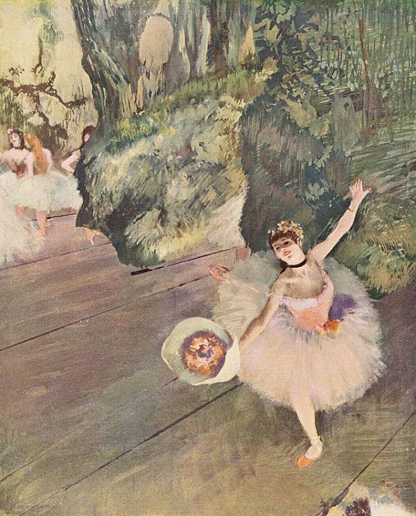 Beautiful paintings and masterpieces by French Impressionist and Realist Artist from Paris, Edgar Degas, Dancer with a Bouquet of Flowers (Star of the Ballet) (also with ballerina Rosita Mauri), 1878