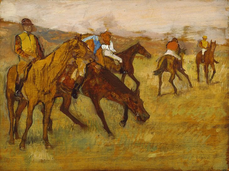 Beautiful paintings and masterpieces by French Impressionist and Realist Artist from Paris, Edgar Degas, Before the Race, 1882–84