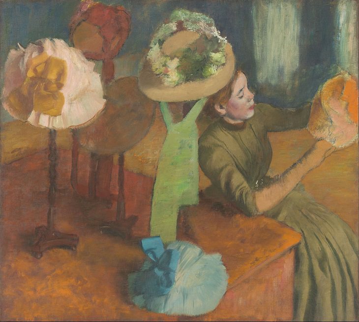 Beautiful paintings and masterpieces by French Impressionist and Realist Artist from Paris, Edgar Degas, The Millinery Shop, 1885