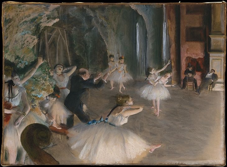 Beautiful paintings and masterpieces by French Impressionist and Realist Artist from Paris, Edgar Degas, Stage Rehearsal, 1878–1879
