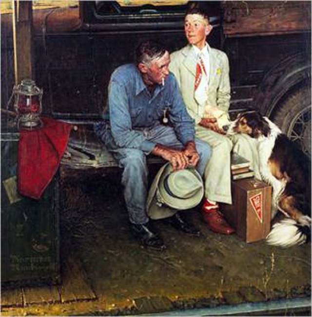 Lesser known paintings and illustrations by American artist Norman Rockwell, Breaking Home Ties, 1954