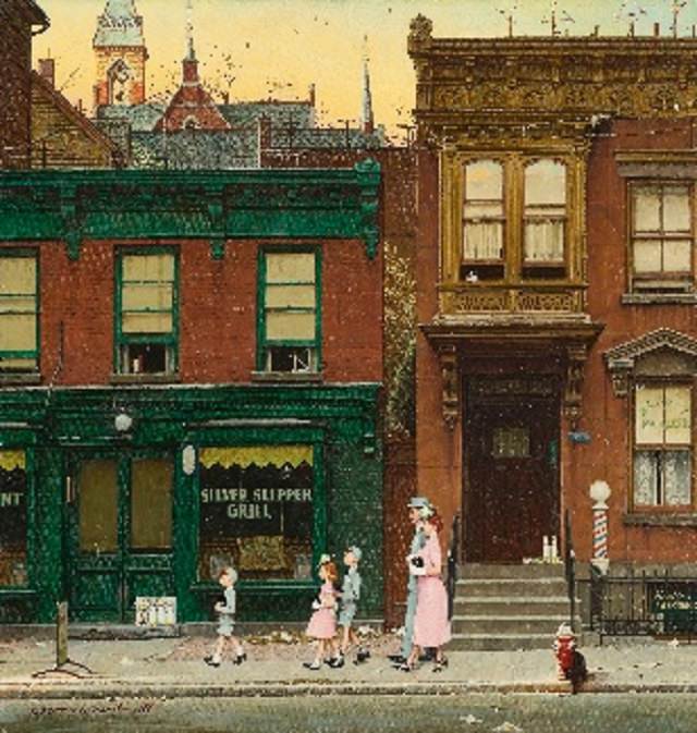 Lesser known paintings and illustrations by American artist Norman Rockwell, Walking to Church, Cover of the Saturday Evening Post on 4th April, 1953