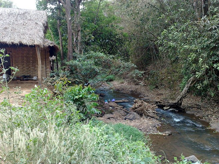 The beautiful sights and tourist activities in the Mondul Kiri (Mondulkiri) province of Cambodia, Deeper in the forests are the homes of many tribal residents, that are usually located beside rivers