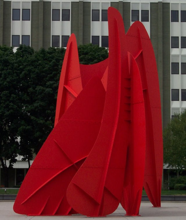 Famous sculptures and works of art from 20th Century American artist and sculptor, Alexander Calder, Calders' La Grande Vitesse (1969), Grand Rapids, Michigan