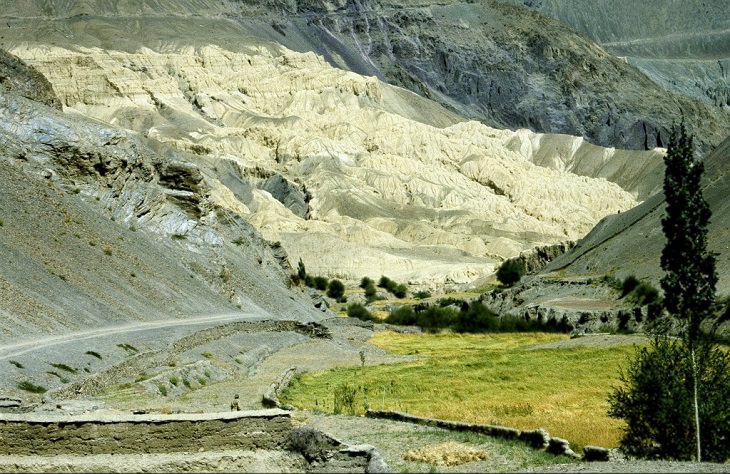 Beautiful scenery, sights and landscapes that can be seen by tourists and travelers in Ladakh, Union Territory in India, A farm in the area of Lamayuru