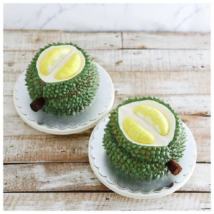 Interesting and creatively designed cakes that look too realistic to eat, Cake resembling Durian fruit, king of all fruits