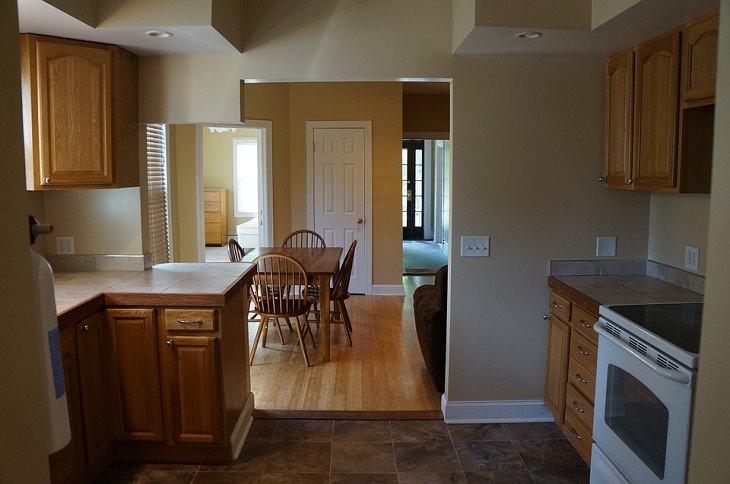 Dining table and kitchen counters