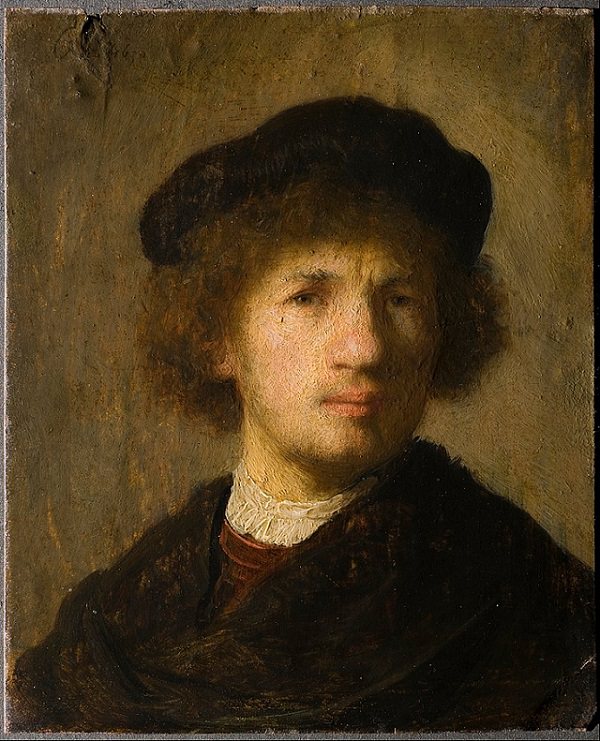 Famous works of art and paintings from all over the world that were stolen and either recovered, destroyed or remain lost or missing, Self-portrait with Beret and Gathered Shirt (‘stilus mediocris’) by Rembrandt