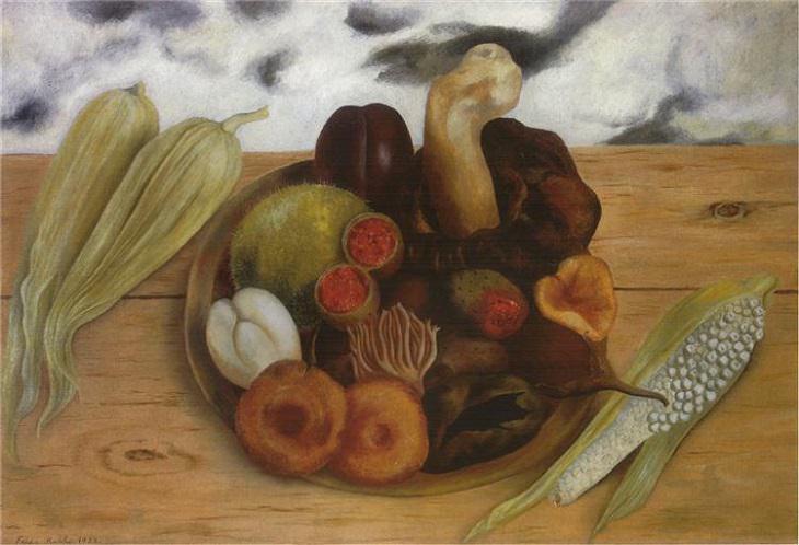 Many beautiful works of art, portraits and paintings on the culture of Mexico, made by Mexican Artist Frida Kahlo, Fruits of the Earth