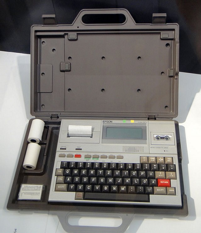 A history of laptops designed as portable computers and micro computers from the 1970’s onward, The Epson HX-20