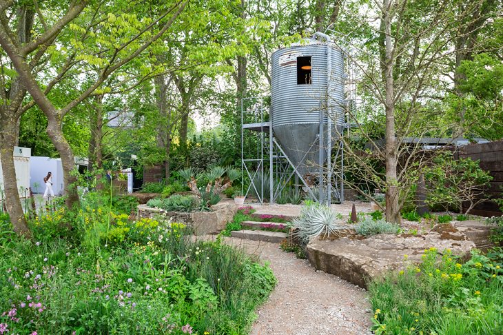 Winning Entries in the 2019 RHS Chelsea Flower Show and Garden Show in London, Show Gardens, The Resilience Garden by Sarah Eberle, celebrating the Forestry Commission’s 100-year anniversary