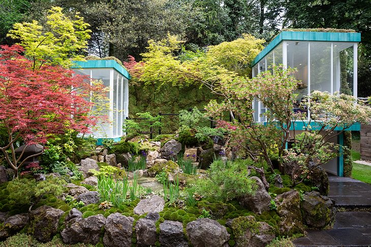 Winning Entries in the 2019 RHS Chelsea Flower Show and Garden Show in London, Artisan Gardens, Green Switch garden by Kazuyuki Ishihara sponsored by G-Lion