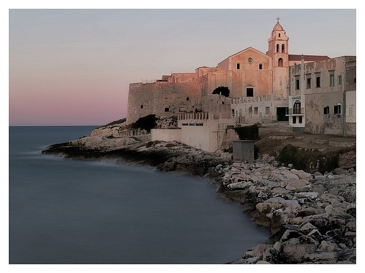 Beautiful monuments, cathedrals, beaches and other sights found in the hidden tourist haven of Vieste, a town and comune in southeast Italy, A stunning cathedral on the coast of the comune