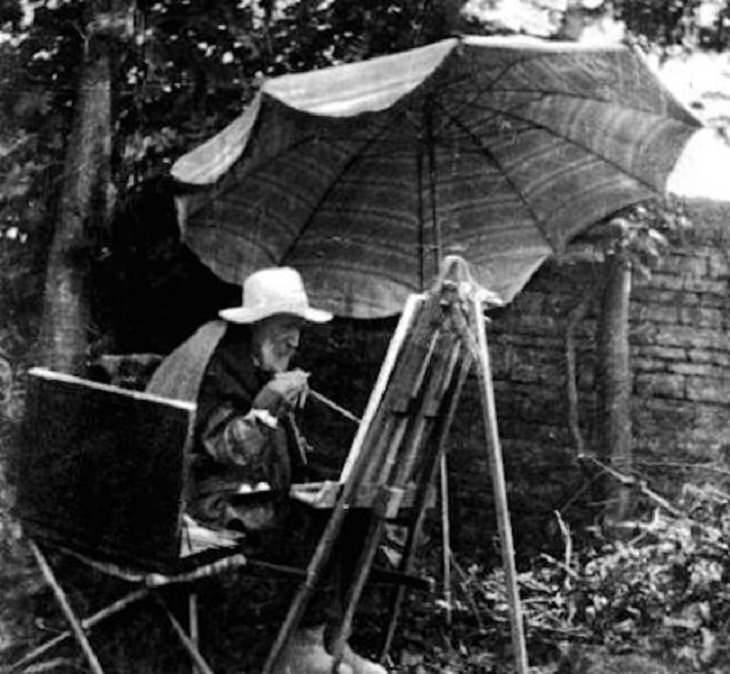 Historic photographs, An arthritis-ridden Pierre Auguste Renoir continues to paint in his garden in the 1910’s