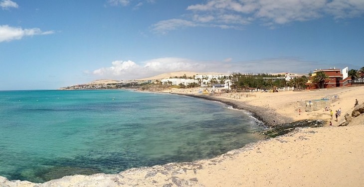 Beautiful sights, beaches, geological formations and cultural activities of Fuerteventura, the oldest and second largest of the Canary Islands, The Northern Beach in Costa Calma, the most popular destination of the island