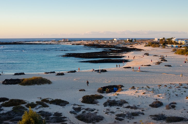 Beautiful sights, beaches, geological formations and cultural activities of Fuerteventura, the oldest and second largest of the Canary Islands, El Cotillo beach