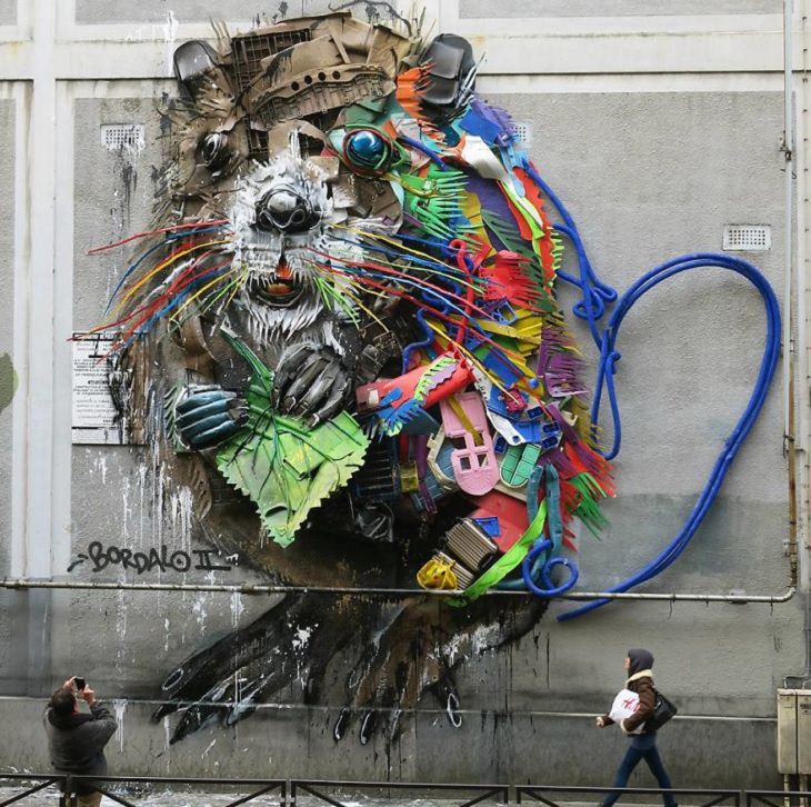Animal Sculptures made of Trash by Portuguese Artist Artur Bordalo (Bordalo II), with an important anti-pollution message about the environment, ​rat