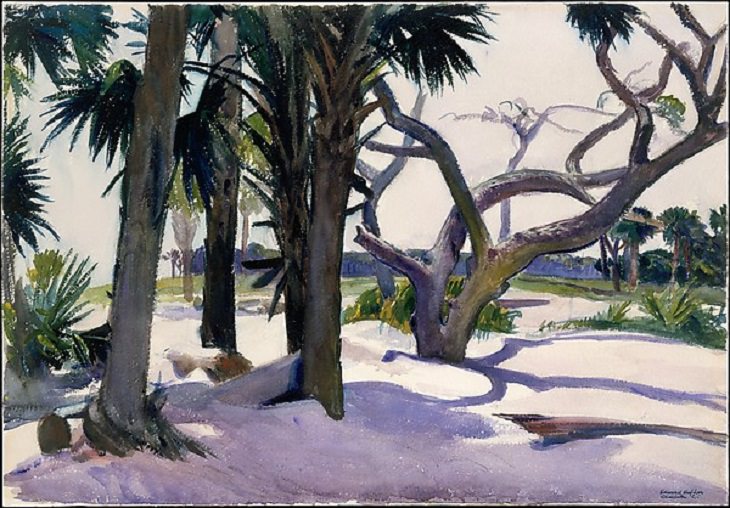 Oil paintings, drawings and other works of art from realist American artist Edward Hopper from New York City, Folly Beach, Charleston, South Carolina, 1929