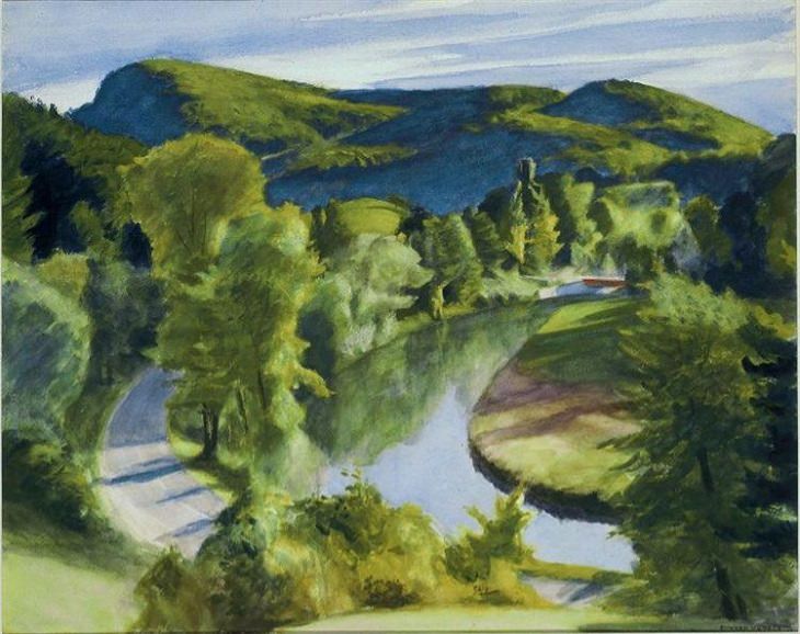 Oil paintings, drawings and other works of art from realist American artist Edward Hopper from New York City, First Branch of the White River, Vermont, 1938