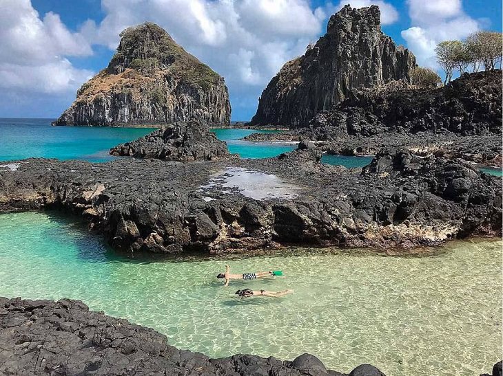 Beautiful historic sights, ruins and the many beaches of Fernando de Noronha in Pernambuco, Brazil, UNESCO World Heritage Site since 2001, A Baía dos Porcos, the Bay of Pigs