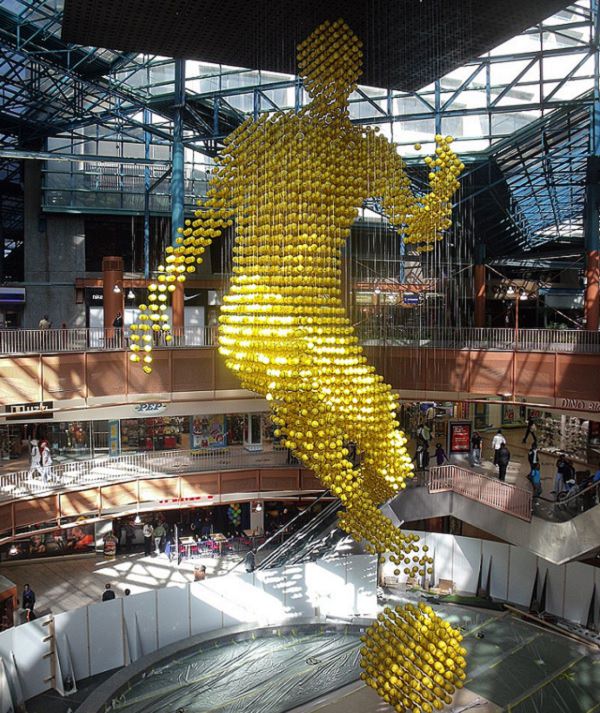 Unique and unconventional statues, sculptures and art installments made from a variety of different materials, The Nike Ballman, The Nike World Cup Sculpture created by Nike entirely out of soccer balls