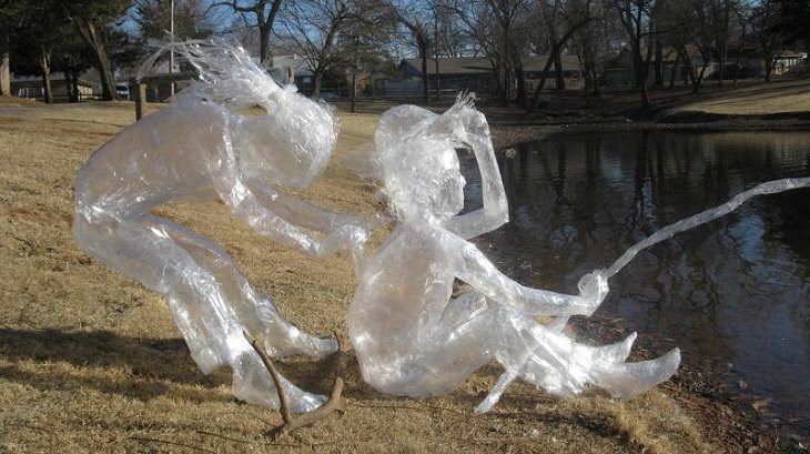 Unique and unconventional statues, sculptures and art installments made from a variety of different materials, Scotch Tape Statue from the 2011 Off The Roll Contest, created by Kent Hathaway