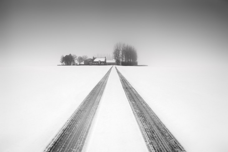 Winners of the 2019 Monochrome Photography Competition, 2nd Place Winner, Landscapes Photographer of the Year, Professional, House in White, By Frank Peters from Netherlands