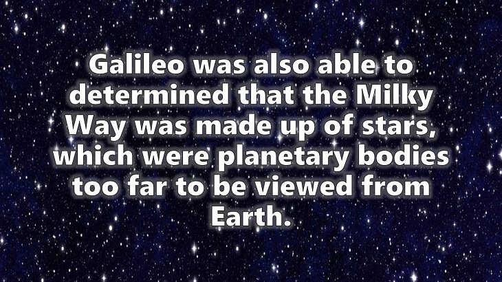 A chronological timeline of the discoveries, inventions, and other achievements and contributions of Galileo Galilei to modern science, 1609, The Stars of the Milky Way