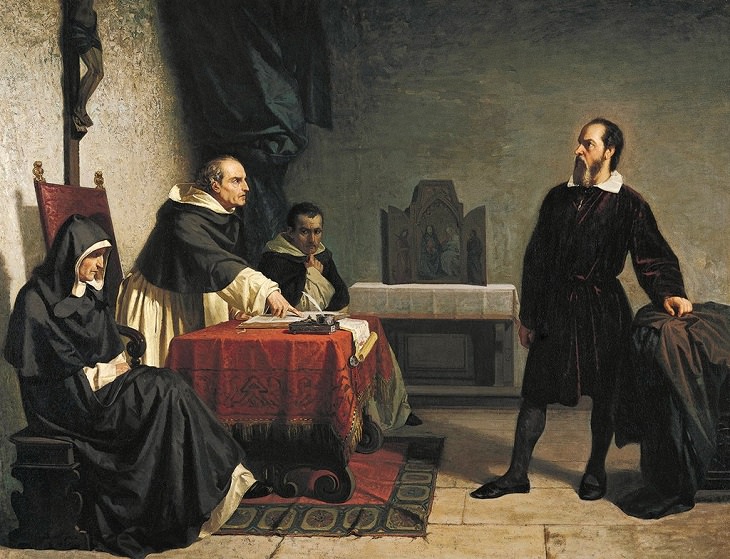 Cristiano Banti's 1857 painting Galileo facing the Roman Inquisition