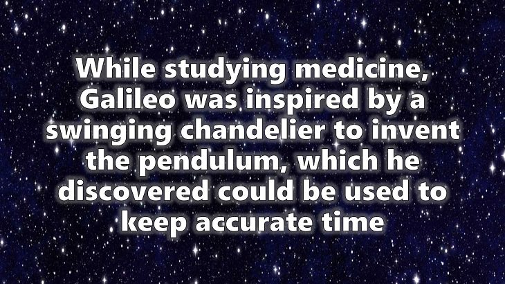 A chronological timeline of the discoveries, inventions, and other achievements and contributions of Galileo Galilei to modern science, 1583, the Pendulum