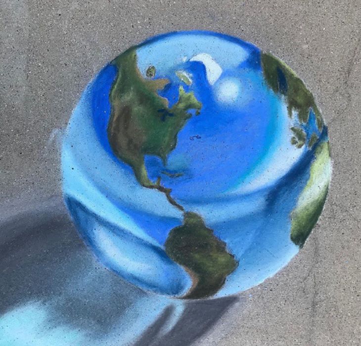 3-D chalk art by Jan Riggins and her teenage daughter Olivia, Earth