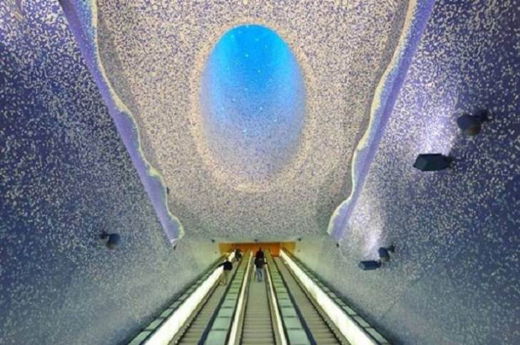 Unique and beautiful designs, subway station in Naples, Italy with natural design